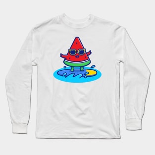 Cute Watermelon Surfing Long Sleeve T-Shirt